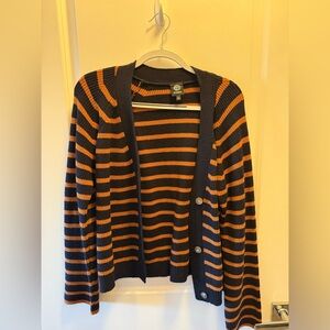 Bobeau Striped Button Uo Cardigan Knit Sweater XL